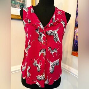 Mauve Anthropologie Zebra Print Sleeveless Top - Red XS